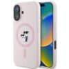 Coque iPhone 16 Karl Lagerfeld Silicone Karl & Choupette Ring MagSafe rose