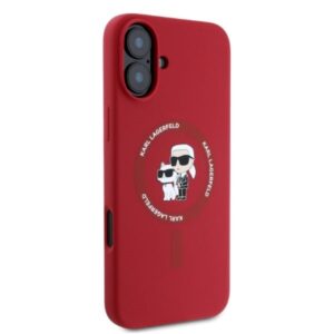 Coque iPhone 16 Karl Lagerfeld Silicone Karl & Choupette Ring MagSafe rouge — visuel 2