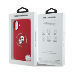 Coque iPhone 16 Karl Lagerfeld Silicone Karl & Choupette Ring MagSafe rouge — visuel 4