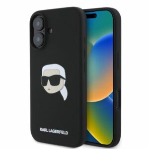 Coque iPhone 16 Karl Lagerfeld Silicone Karl Head Print MagSafe noire