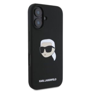 Coque iPhone 16 Karl Lagerfeld Silicone Karl Head Print MagSafe noire — visuel 2