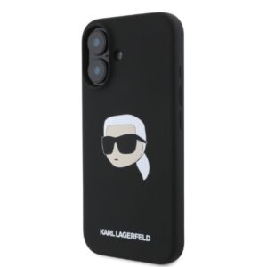 Coque iPhone 16 Karl Lagerfeld Silicone Karl Head Print MagSafe noire — visuel 3