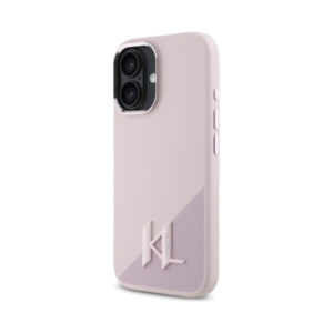 Coque iPhone 16 Karl Lagerfeld Silicone Shadow Metal Initial MagSafe rose — visuel 2
