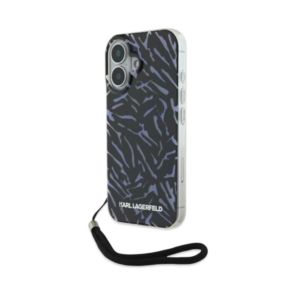 Coque iPhone 16 Karl Lagerfeld Zebra With Cord violette