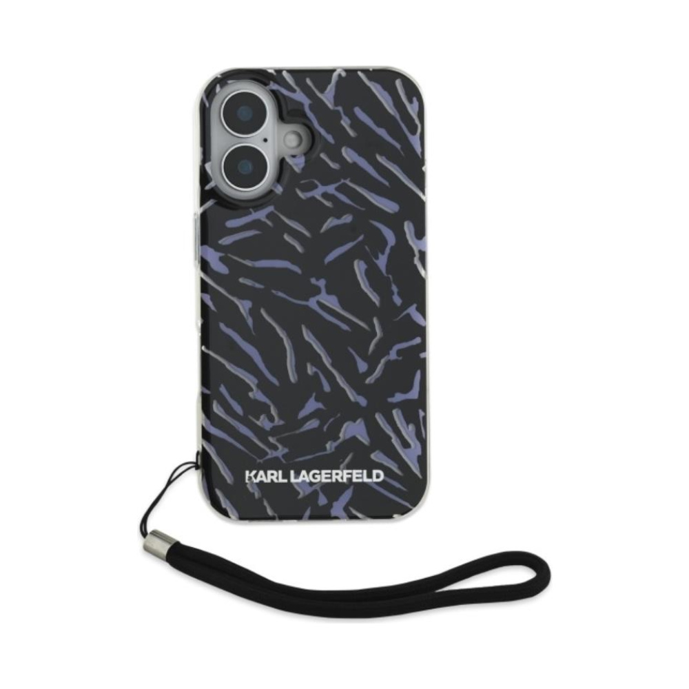 Coque iPhone 16 Karl Lagerfeld Zebra With Cord violette — visuel 2