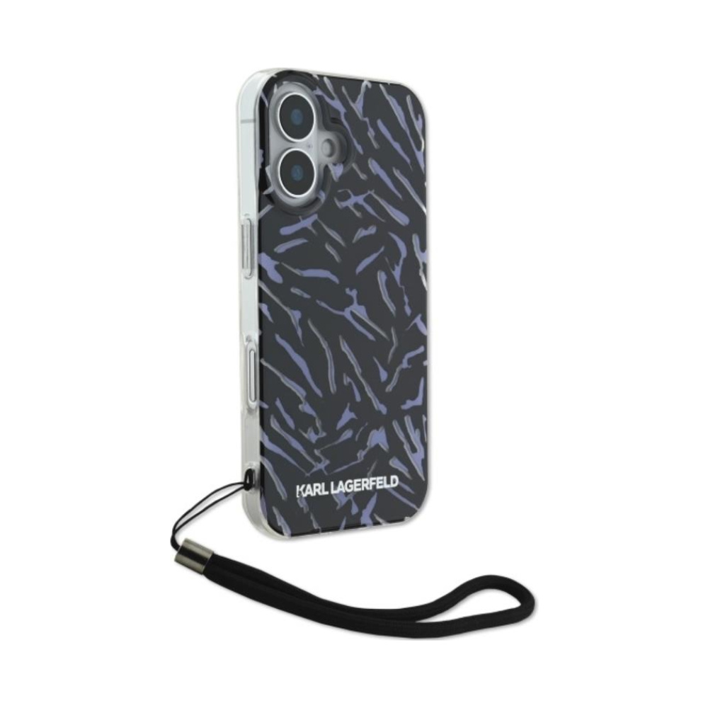 Coque iPhone 16 Karl Lagerfeld Zebra With Cord violette — visuel 3