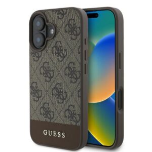 Coque iPhone 16 Plus Guess 4G Bottom Stripe brune