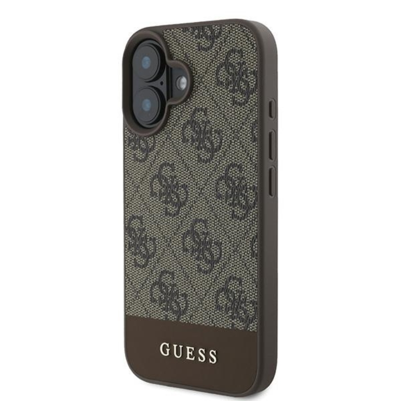 Coque iPhone 16 Plus Guess 4G Bottom Stripe brune — visuel 2