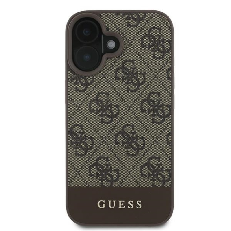 Coque iPhone 16 Plus Guess 4G Bottom Stripe brune — visuel 3