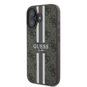 Coque iPhone 16 Plus Guess 4G Printed Stripes MagSafe brune — visuel 2