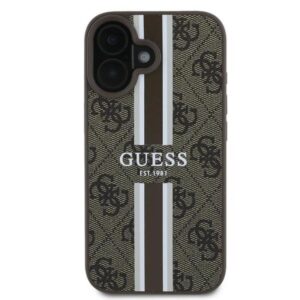 Coque iPhone 16 Plus Guess 4G Printed Stripes MagSafe brune — visuel 3