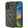 Coque iPhone 16 Plus Guess 4G Ring Classic Logo MagSafe brune