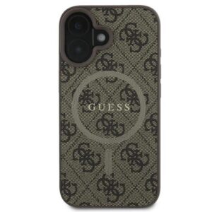 Coque iPhone 16 Plus Guess 4G Ring Classic Logo MagSafe brune — visuel 3