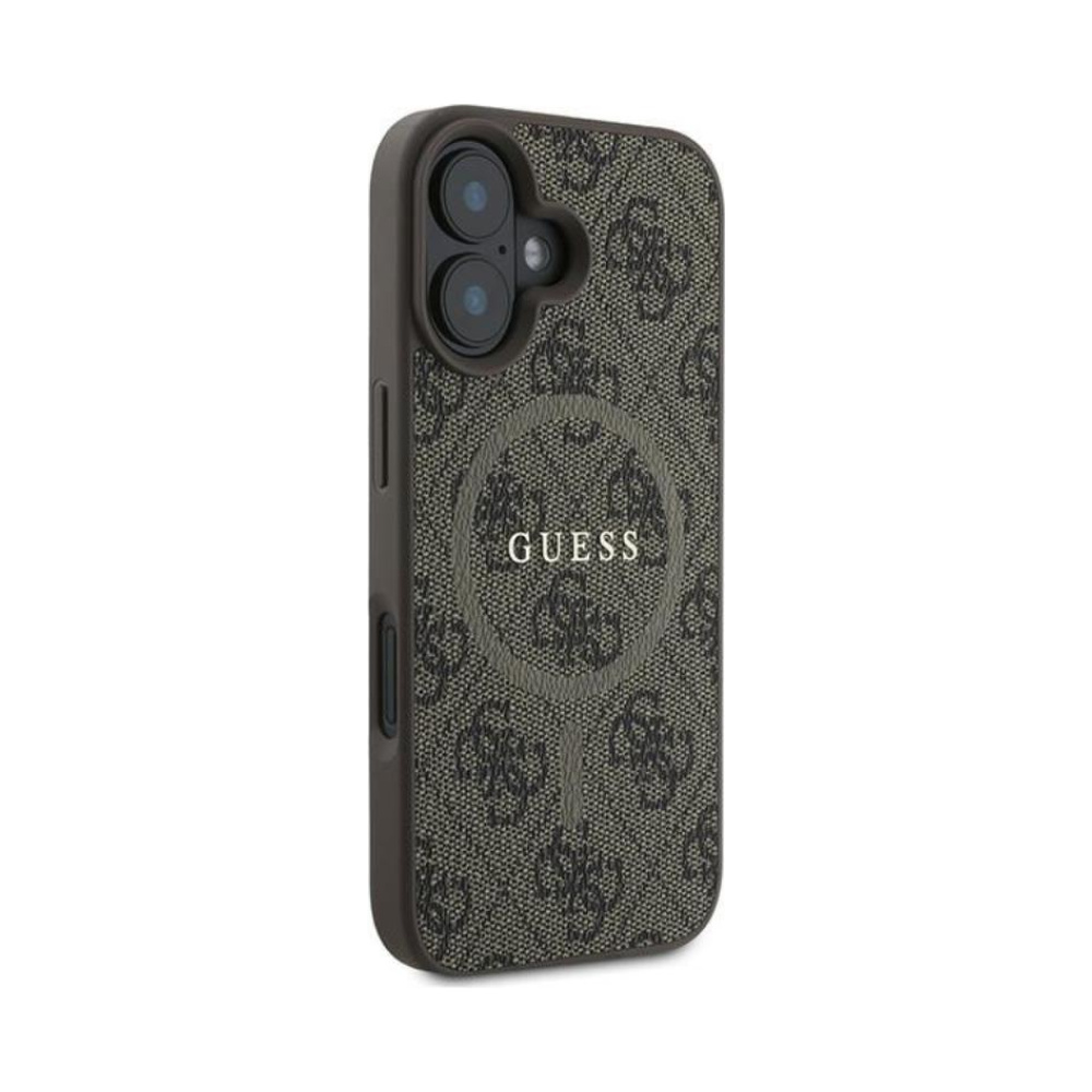 Coque iPhone 16 Plus Guess 4G Ring Classic Logo MagSafe brune — visuel 4