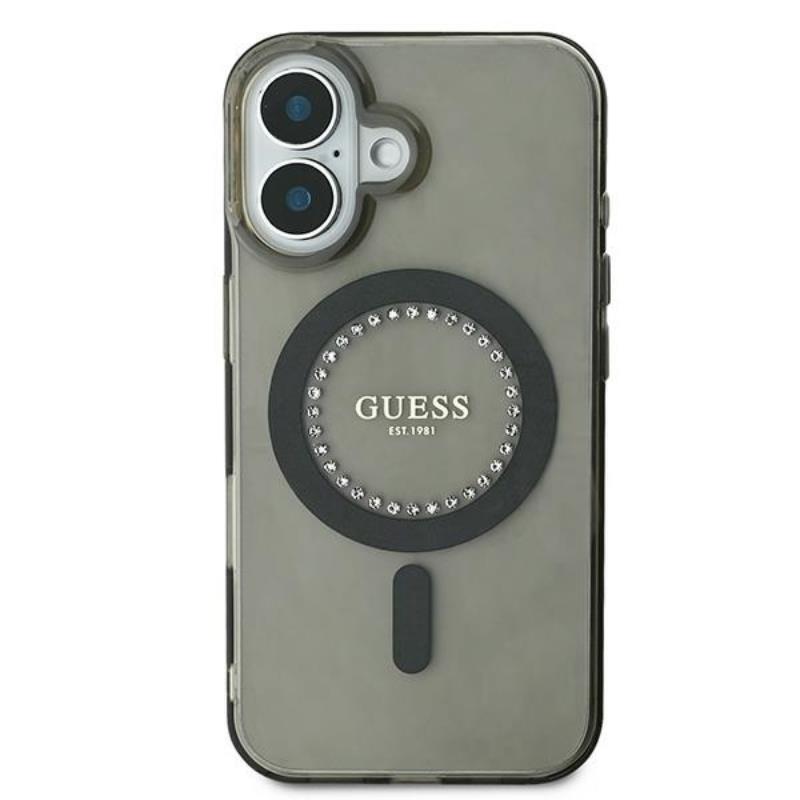 Coque iPhone 16 Plus Guess IML Rhinestones MagSafe noire — visuel 3