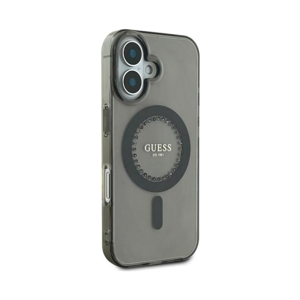 Coque iPhone 16 Plus Guess IML Rhinestones MagSafe noire — visuel 4