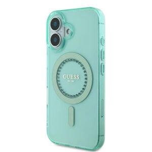 Coque iPhone 16 Plus Guess IML Rhinestones MagSafe verte — visuel 2