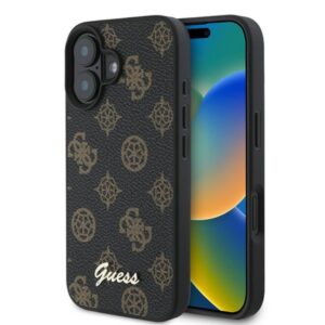 Coque iPhone 16 Plus Guess Peony Script MagSafe noire