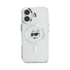 Coque iPhone 16 Plus Karl Lagerfeld IML Metal Choupette Head MagSafe blanche — visuel 3