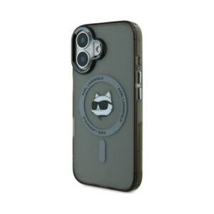 Coque iPhone 16 Plus Karl Lagerfeld IML Metal Choupette Head MagSafe noire — visuel 2