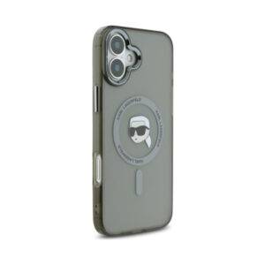 Coque iPhone 16 Plus Karl Lagerfeld IML Metal Karl Head MagSafe noire — visuel 4