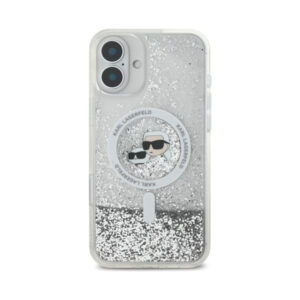 Coque iPhone 16 Plus Karl Lagerfeld Liquid Glitter Karl & Choupette Head MagSafe transparente — visuel 3