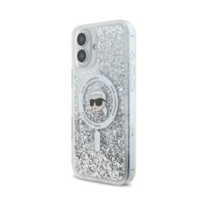 Coque iPhone 16 Plus Karl Lagerfeld Liquid Glitter Karl Head MagSafe transparente — visuel 2