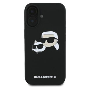 Coque iPhone 16 Plus Karl Lagerfeld Silicone Double Heads Print MagSafe noire — visuel 3