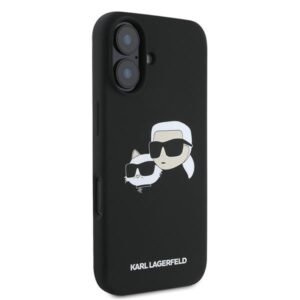 Coque iPhone 16 Plus Karl Lagerfeld Silicone Double Heads Print MagSafe noire — visuel 4