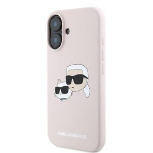 Coque iPhone 16 Plus Karl Lagerfeld Silicone Double Heads Print MagSafe rose — visuel 2