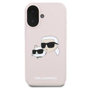 Coque iPhone 16 Plus Karl Lagerfeld Silicone Double Heads Print MagSafe rose — visuel 3