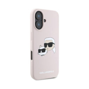 Coque iPhone 16 Plus Karl Lagerfeld Silicone Double Heads Print MagSafe rose — visuel 4