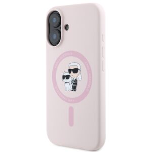 Coque iPhone 16 Plus Karl Lagerfeld Silicone Karl & Choupette Ring MagSafe rose — visuel 2