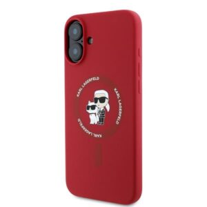 Coque iPhone 16 Plus Karl Lagerfeld Silicone Karl & Choupette Ring MagSafe rouge — visuel 2