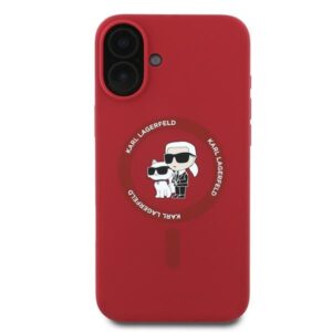 Coque iPhone 16 Plus Karl Lagerfeld Silicone Karl & Choupette Ring MagSafe rouge — visuel 3