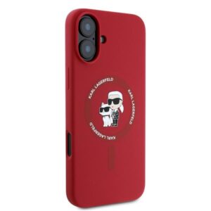 Coque iPhone 16 Plus Karl Lagerfeld Silicone Karl & Choupette Ring MagSafe rouge — visuel 4