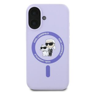 Coque iPhone 16 Plus Karl Lagerfeld Silicone Karl & Choupette Ring MagSafe violette — visuel 3