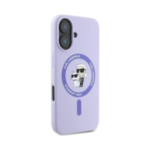 Coque iPhone 16 Plus Karl Lagerfeld Silicone Karl & Choupette Ring MagSafe violette — visuel 4