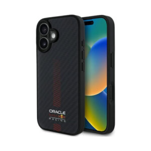 Coque iPhone 16 Plus Red Bull Carbon Fiber Power Bar MagSafe noire