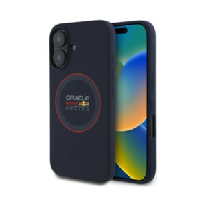 Coque iPhone 16 Plus Red Bull Silicone Red Ring MagSafe bleu marine