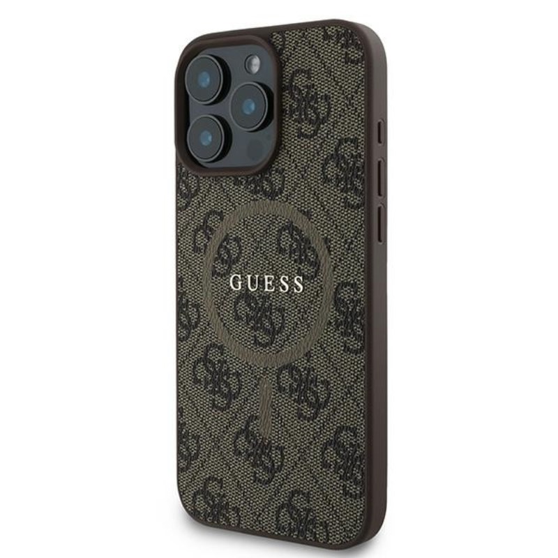 Coque iPhone 16 Pro Guess 4G Ring Classic Logo MagSafe brune — visuel 2
