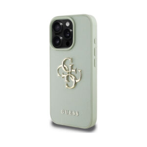 Coque iPhone 16 Pro Guess Grained Big 4G Logo Small Classic Logo verte — visuel 2
