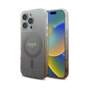 Coque iPhone 16 Pro Guess IML Glitter Gradient MagSafe brune
