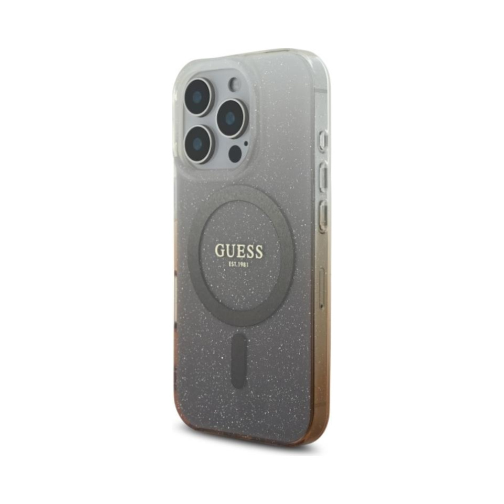 Coque iPhone 16 Pro Guess IML Glitter Gradient MagSafe brune — visuel 2