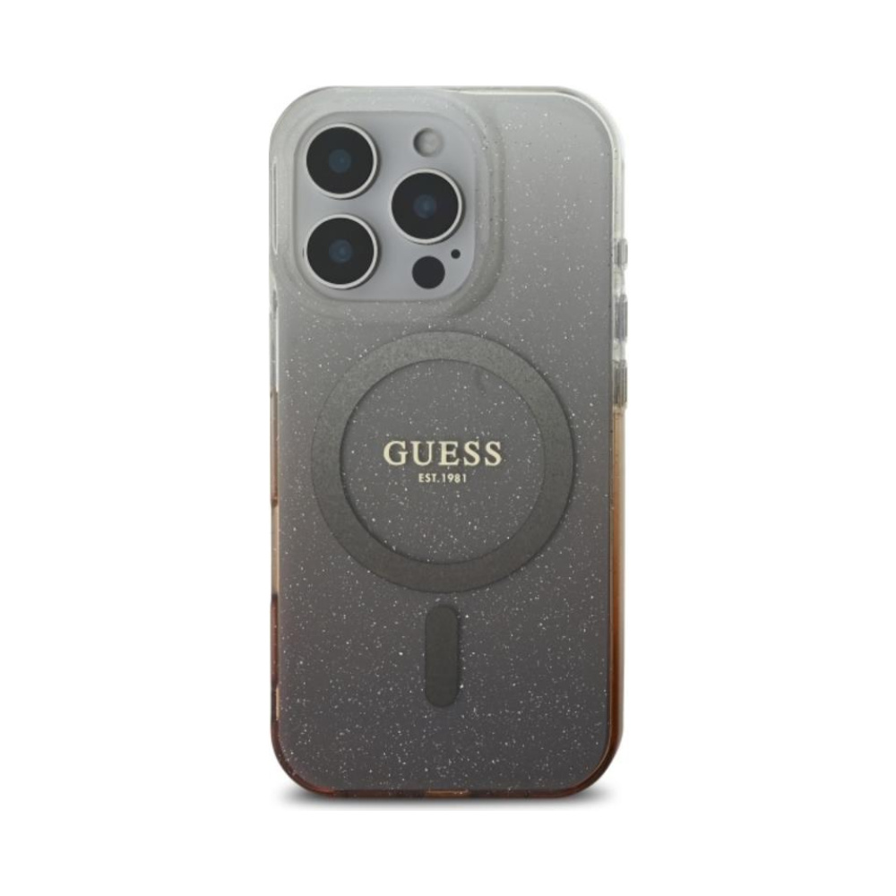 Coque iPhone 16 Pro Guess IML Glitter Gradient MagSafe brune — visuel 3