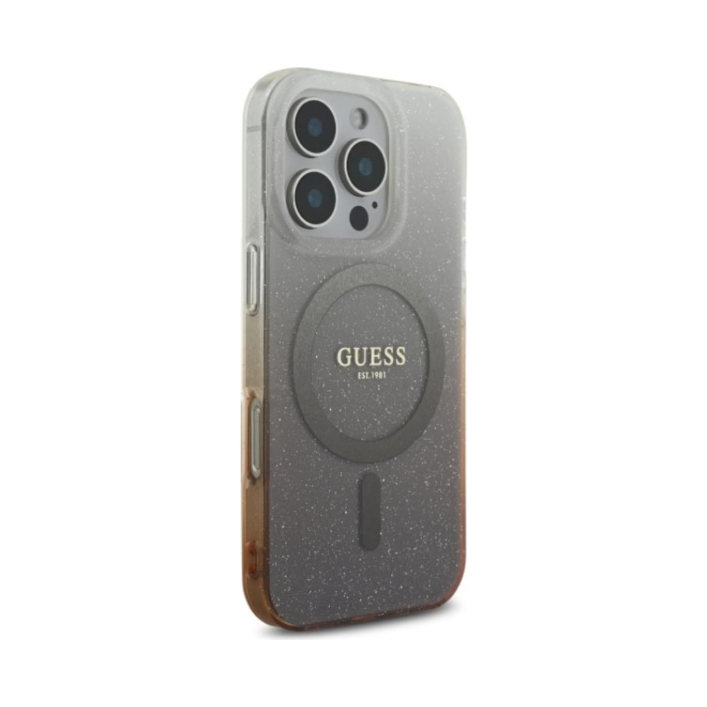 Coque iPhone 16 Pro Guess IML Glitter Gradient MagSafe brune — visuel 4