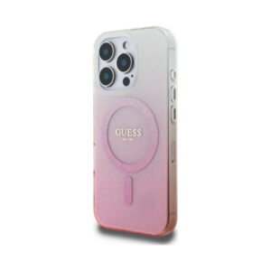 Coque iPhone 16 Pro Guess IML Glitter Gradient MagSafe rose — visuel 2