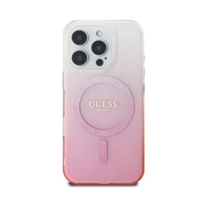 Coque iPhone 16 Pro Guess IML Glitter Gradient MagSafe rose — visuel 3