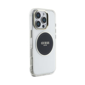 Coque iPhone 16 Pro Guess IML Metal Colored Circle Classic Logo MagSafe noire — visuel 4