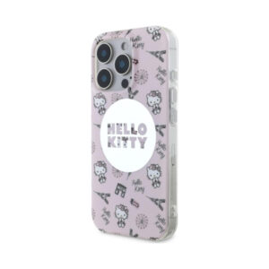 Coque iPhone 16 Pro Hello Kitty IML All Over Paris MagSafe rose — visuel 2